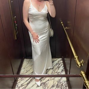 Forever Type of Love White Satin Sleeveless Mermaid Maxi Dress wedding gown